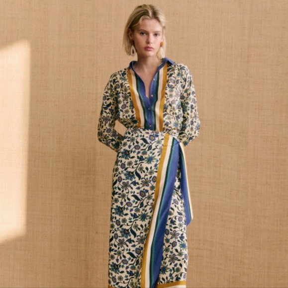 Sezane Tops - Sezane x Momoni Maxy Shirt in Arabesque Blue size 36
